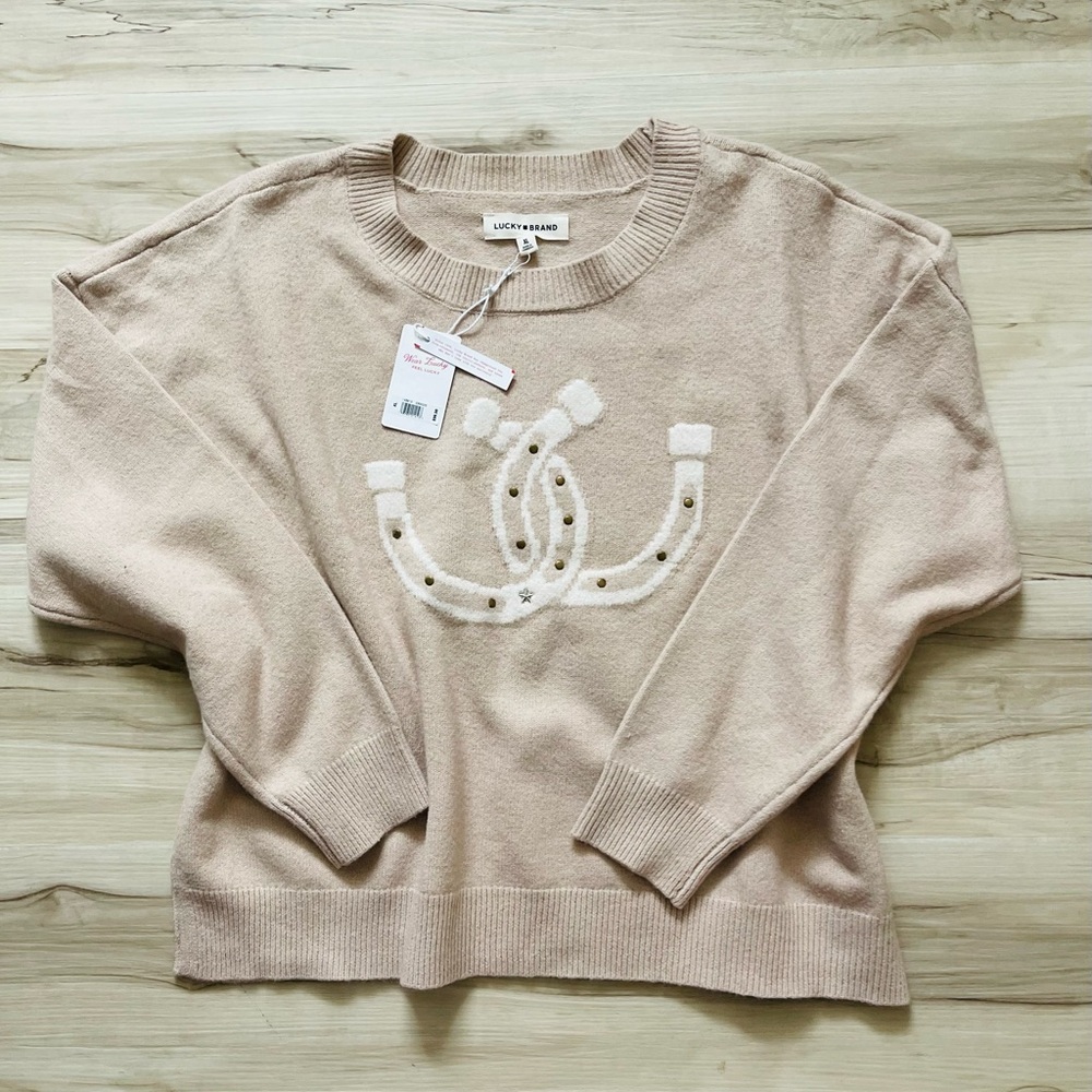 🎉 LAST ONE🎉 - Make Offer Now 
Lucky Brand Women's Tan Crew Neck Sweater - Picture 6 of 6